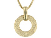 14k Yellow Gold Hammered Circle 18 Inch Necklace