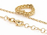 14k Yellow Gold Textured Mesh Heart 20 Inch Necklace