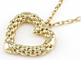 14k Yellow Gold Textured Mesh Heart 18 Inch Necklace