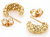 14k Yellow Gold Textured Mesh J-Hoop Earrings