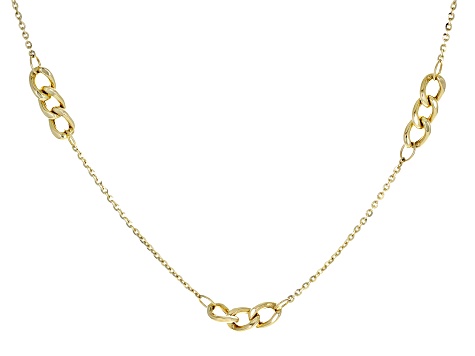 14k Yellow Gold Cable Chain 20 Inch Necklace With Oval Link Stations