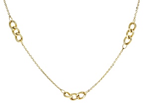 14k Yellow Gold Cable Chain 20 Inch Necklace With Oval Link Stations