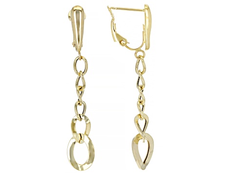 14k Yellow Gold Graduated Oval Link Dangle Earrings