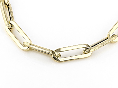 14k Yellow Gold 6.8mm Greek Key Paperclip Link Bracelet