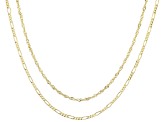 14k Yellow Gold Set Of Two Necklace Figaro 3 & 1 And Singapore Necklace