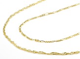 14k Yellow Gold Set Of Two Necklace Figaro 3 & 1 And Singapore Necklace