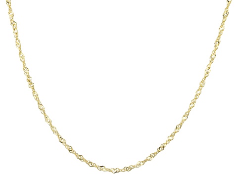 14k Yellow Gold Set Of Two Necklace Figaro 3 & 1 And Singapore Necklace