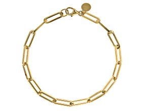 Oro Divino 14k Yellow Gold With a Sterling Silver Core 4.8mm Paperclip Link Bracelet