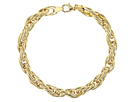Splendido Oro™ Divino 14k Yellow Gold With a Sterling Silver Core 7mm Loose Rope Link Bracelet