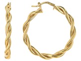 Oro Divino 14k Yellow Gold With a Sterling Silver Core 1 3/8" Twisted Hoop Earrings