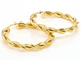 Splendido Oro™ Divino 14k Yellow Gold With a Sterling Silver Core 1 3/8" Twisted Hoop Earrings
