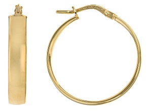 Splendido Oro™ Divino 14k Yellow Gold With a Sterling Silver Core 15/16" Polished Flat Hoop Earrings