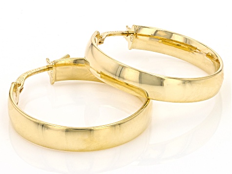 Splendido Oro™ Divino 14k Yellow Gold With a Sterling Silver Core 15/16" Polished Flat Hoop Earrings