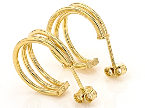 Splendido Oro™ Divino 14k Yellow Gold With a Sterling Silver Core 11/16" Multi-Row Earrings