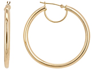 10k Yellow Gold 1 9/16" Hoop Earrings