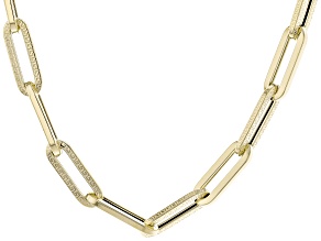 14k Yellow Gold 6.8mm Greek Key Paperclip Link 18.25 Inch Necklace