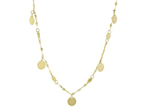 10k Yellow Gold Mirror Link Disc Station 20 Inch Necklace
