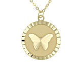 10k Yellow Gold Diamond-Cut Butterfly Disc 18 Inch Necklace