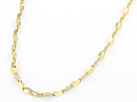 10k Yellow Gold 2mm Concave Oval Mirror Chain 18 Inch Necklace