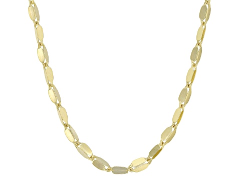 10k Yellow Gold 2mm Concave Oval Mirror Chain 20 Inch Necklace