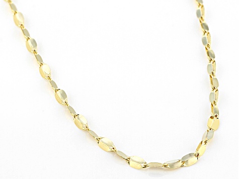 10k Yellow Gold 2mm Concave Oval Mirror Chain 20 Inch Necklace
