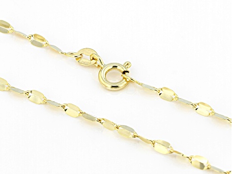 10k Yellow Gold 2mm Concave Oval Mirror Chain 24 Inch Necklace