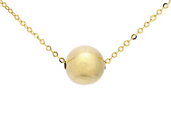 Picture of 10k Yellow Gold Flat Rolo Link 18 Inch Adjustable Bead Necklace