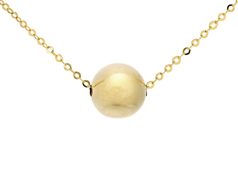 10k Yellow Gold Flat Rolo Link 18 Inch Adjustable Bead Necklace