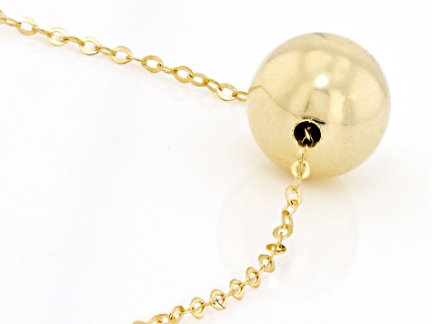 10k Yellow Gold Flat Rolo Link 18 Inch Adjustable Bead Necklace