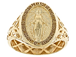 10k Yellow Gold Holy Mary Design Signet Ring
