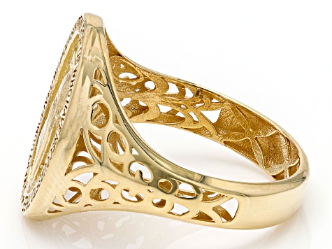 10k Yellow Gold Holy Mary Design Signet Ring