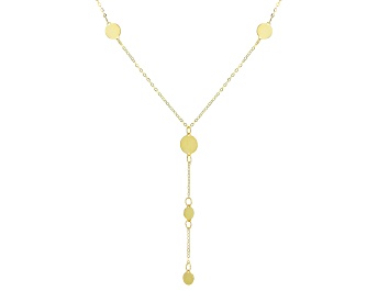 Picture of 14k Yellow Gold Flat Rolo Link Disc Lariat 18 Inch Necklace
