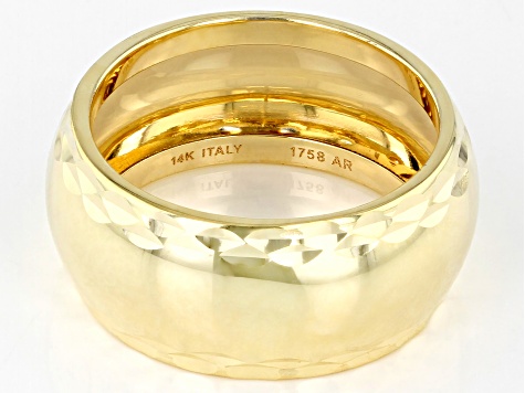 14k Yellow Gold 9.5mm Diamond-Cut Band Ring