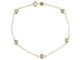 10k Yellow Gold & Rhodium Over 10k Yellow Gold Diamond-Cut Station Cable Link Bracelet