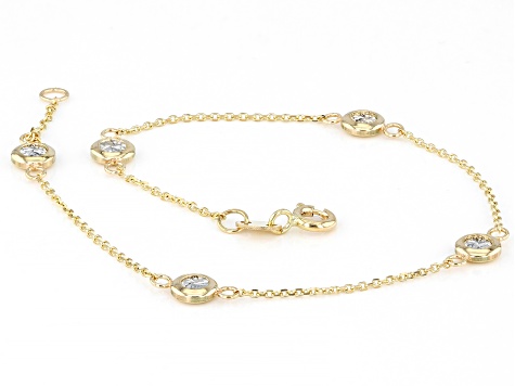 10k Yellow Gold & Rhodium Over 10k Yellow Gold Diamond-Cut Station Cable Link Bracelet