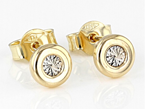 10k Yellow Gold & Rhodium Over 10k Yellow Gold 6.4mm Diamond-Cut Stud Earrings