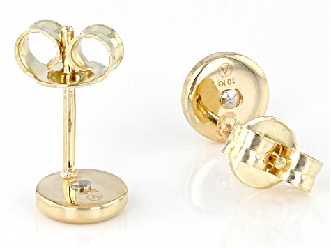 10k Yellow Gold & Rhodium Over 10k Yellow Gold 6.4mm Diamond-Cut Stud Earrings