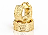 14k Yellow Gold Diamond-Cut 11/16" Hoop Earrings