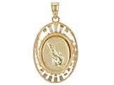 14k Yellow Gold Oval Diamond-Cut Praying Hands Pendant