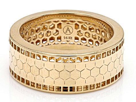 14k Yellow Gold 8.3mm Mosaic Pattern Band Ring