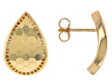 14k Yellow Gold 5/8" Mosaic Pattern Teardrop Stud Earrings