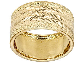 Picture of 10k Yellow Gold 10mm Diamond-Cut Textured Band Ring