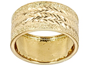 10k Yellow Gold 10mm Diamond-Cut Textured Band Ring