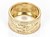 10k Yellow Gold 10mm Diamond-Cut Textured Band Ring