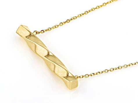 10k Yellow Gold Cable Link Twisted Bar 20 Inch Adjustable Necklace