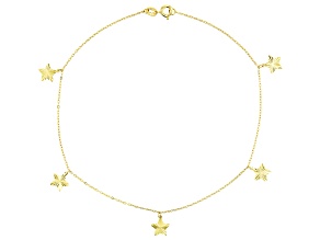 10k Yellow Gold Diamond-Cut Star 10 Inch Anklet