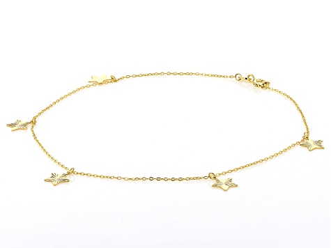 10k Yellow Gold Diamond-Cut Star 10 Inch Anklet