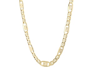 10k Yellow Gold Diamond-Cut Star Figaro Link 20 Inch Necklace