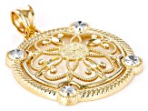 10k Yellow Gold & Rhodium Over 10k White Gold Diamond-Cut Medallion Pendant