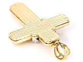 10k Yellow Gold & Rhodium Over 10k White Gold Diamond-Cut Cross Pendant